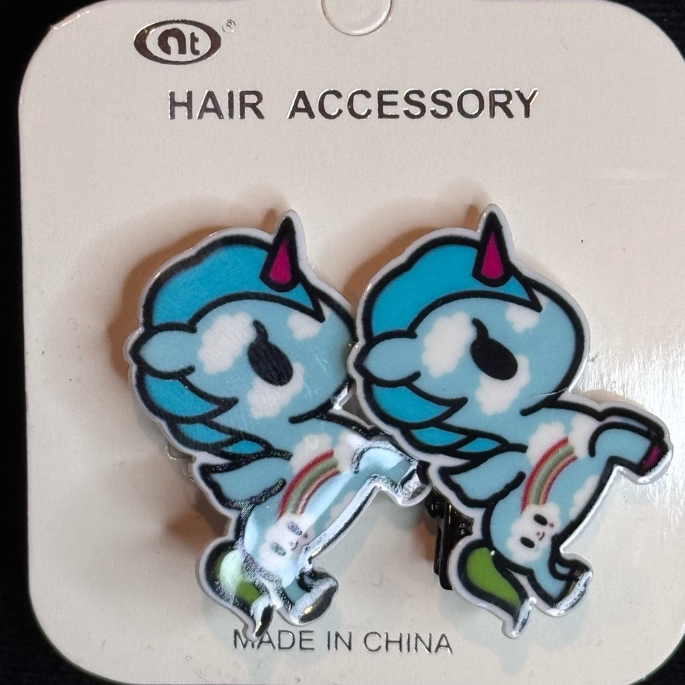 Set of 2 Unicorn Hair Clips Blue